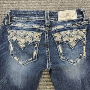 Miss Me Jeans Womens 27 Blue Signature Straight Embellished Y2K